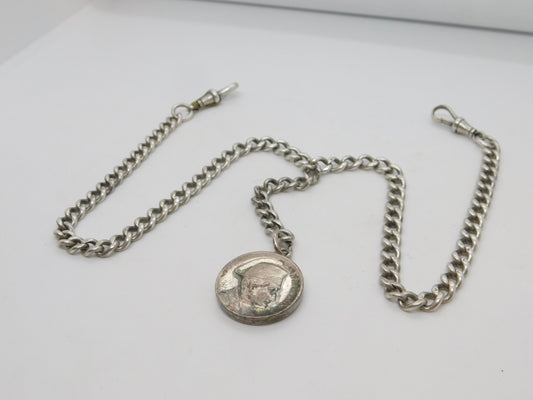 Victorian Sterling Silver Graduating Double Albert Watch Chain Antique 1896 Birmingham