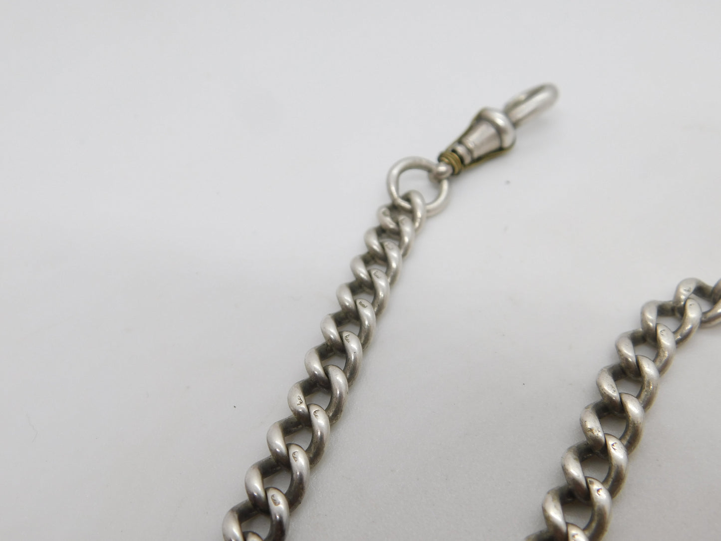 Victorian Sterling Silver Graduating Double Albert Watch Chain Antique 1896 Birmingham