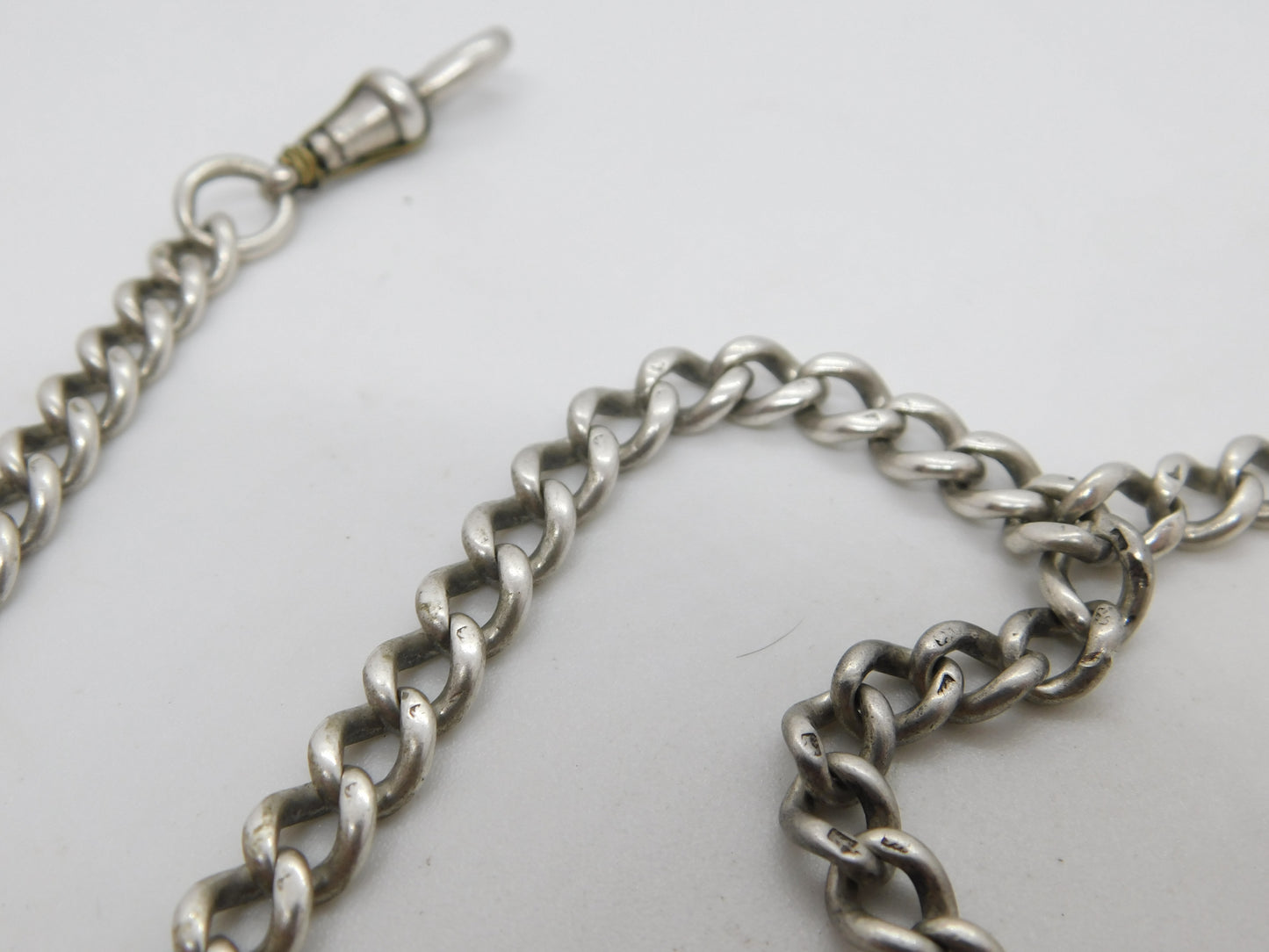 Victorian Sterling Silver Graduating Double Albert Watch Chain Antique 1896 Birmingham