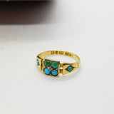 Victorian 15ct Yellow Gold, Turquoise & Diamond Ring 1876 Birmingham Antique