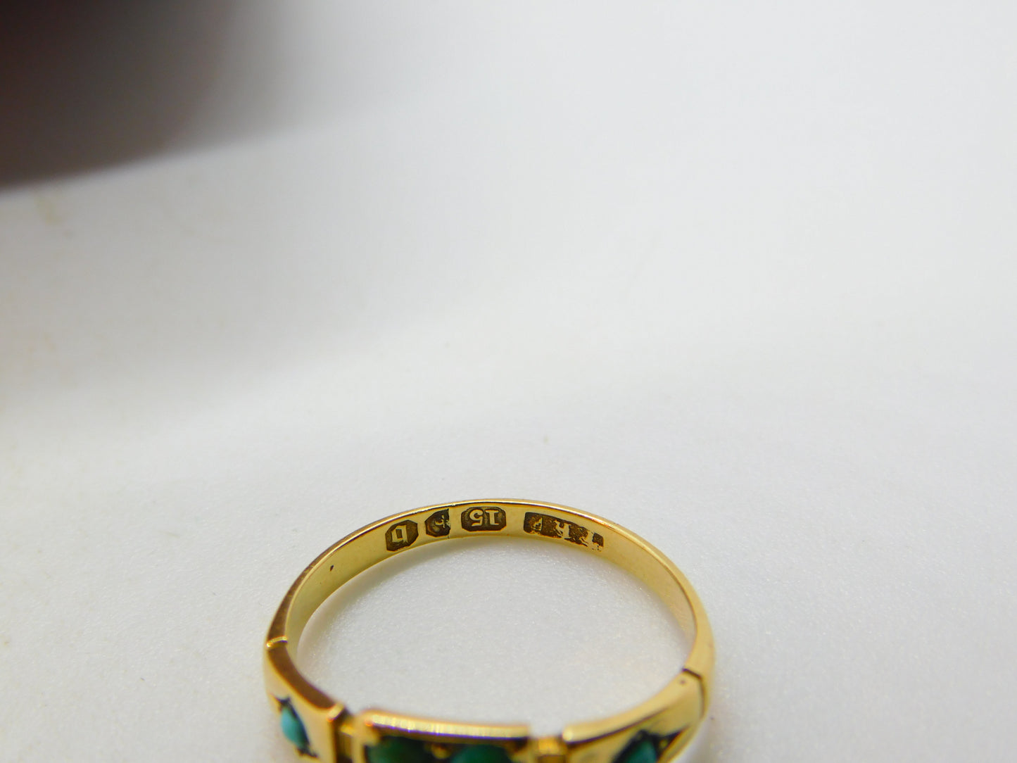 Victorian 15ct Yellow Gold, Turquoise & Diamond Ring 1876 Birmingham Antique