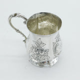 Victorian Sterling Silver Floral Pattern Christening Mug Antique 1861 Birmingham