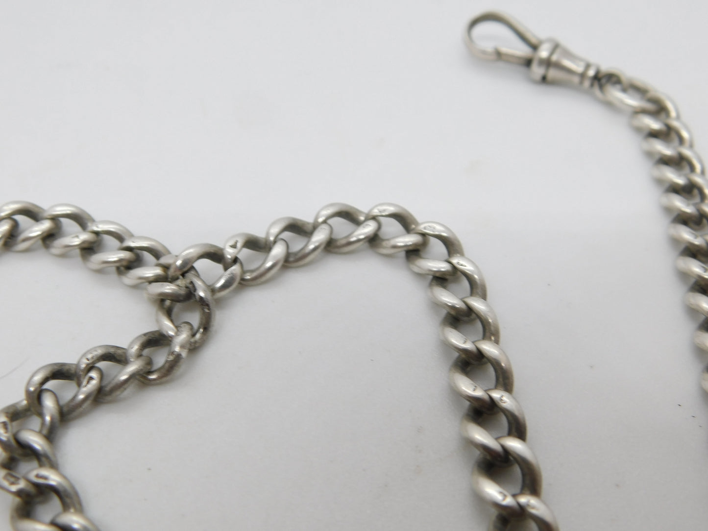 Victorian Sterling Silver Graduating Double Albert Watch Chain Antique 1896 Birmingham