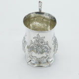 Victorian Sterling Silver Floral Pattern Christening Mug Antique 1861 Birmingham