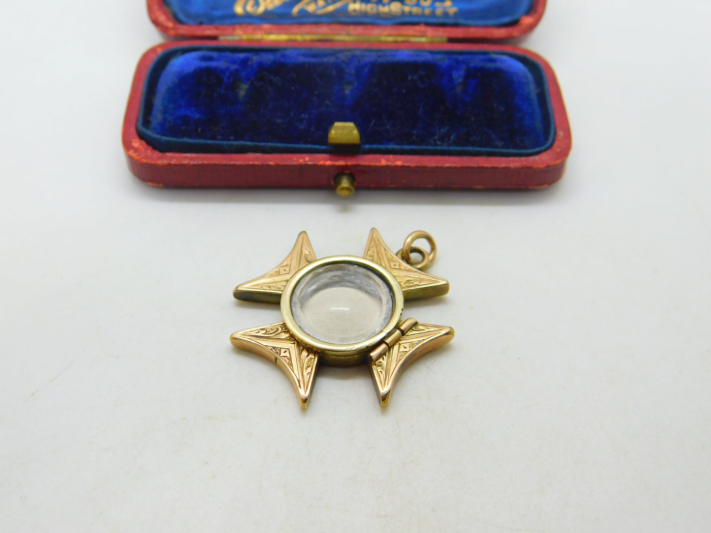 Victorian 9ct Yellow Gold Maltese Cross Form Locket Pendant Antique c1880