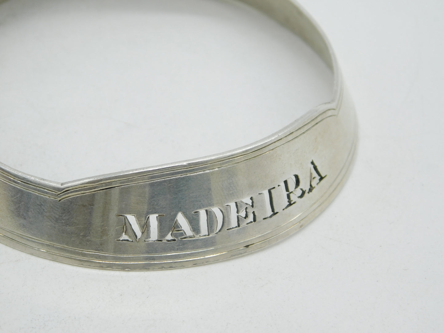 Victorian Sterling Silver Crested Madeira Bottle Collar Antique 1866 London