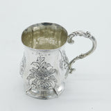 Victorian Sterling Silver Floral Pattern Christening Mug Antique 1861 Birmingham