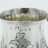 Victorian Sterling Silver Floral Pattern Christening Mug Antique 1861 Birmingham