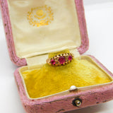 Victorian 9ct Gold, Ruby & Diamond Set Boat Ring 1890 Birmingham Antique