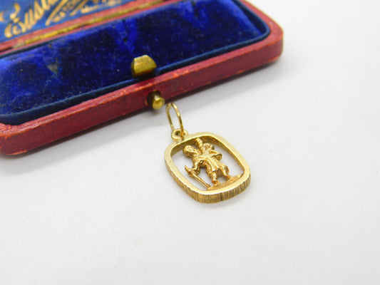 9ct Yellow Gold St Christopher Travel Charm or Pendant 1979 London Vintage