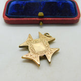 Victorian 9ct Yellow Gold Maltese Cross Form Locket Pendant Antique c1880
