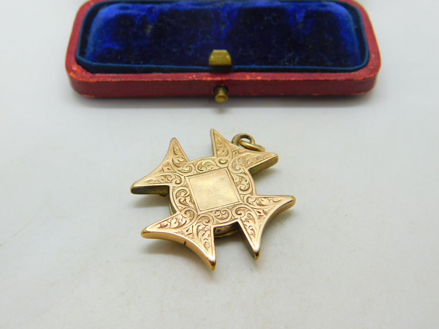 Victorian 9ct Yellow Gold Maltese Cross Form Locket Pendant Antique c1880