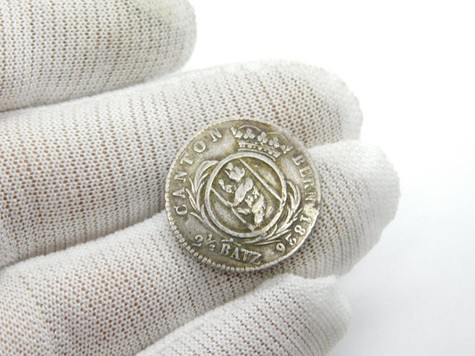 Georgian Swiss Sterling Silver 2 1/2 Batzens Bern Canton Coin Very Fine 1826