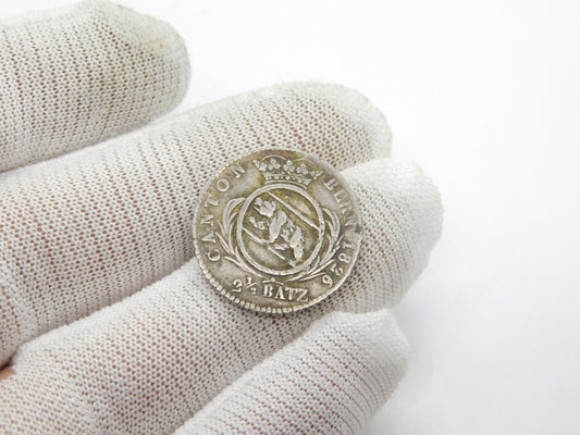 Georgian Swiss Sterling Silver 2 1/2 Batzens Bern Canton Coin Very Fine 1826