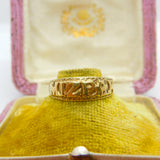 Victorian Style 9ct Yellow Gold Mizpah Sweetheart Ring Birmingham c1960