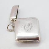 Sterling Silver Edward VII Portrait Folding Vesta Case 1905 Antique Birmingham