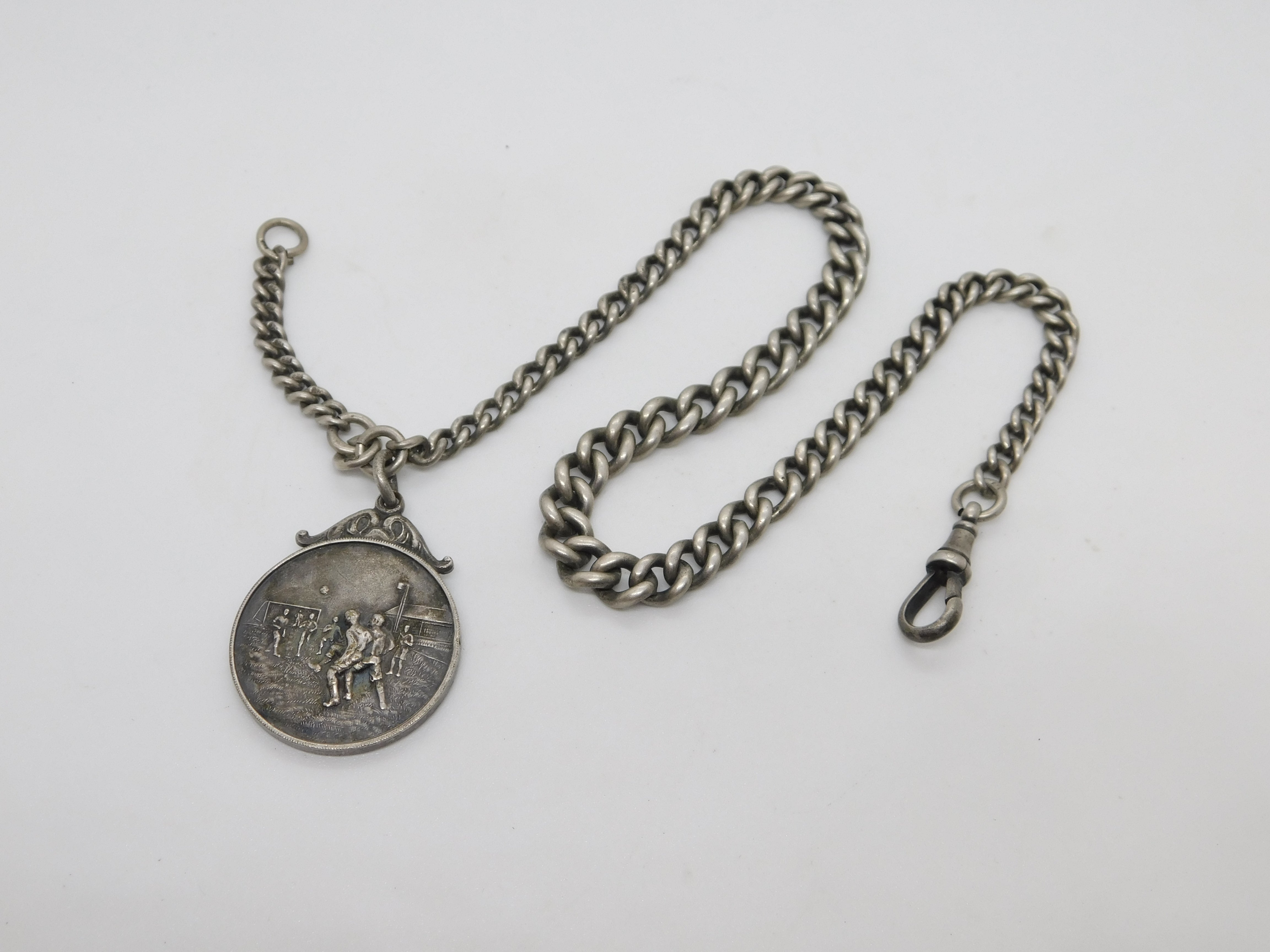 Victorian Sterling Silver Graduating Albert Watch Chain Antique 1893 B ...