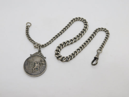 Victorian Sterling Silver Graduating Albert Watch Chain Antique 1893 Birmingham