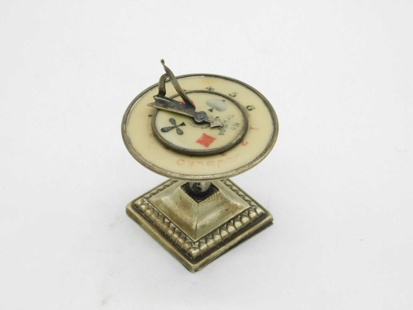 Victorian Silver Plated Novelty Sundial Form Trumps Marker Antique c1890