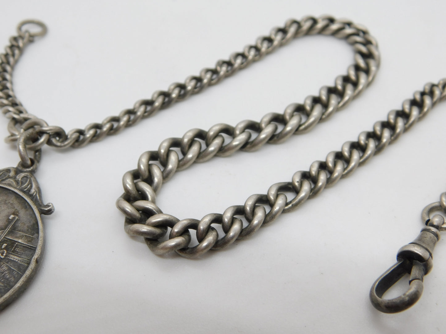 Victorian Sterling Silver Graduating Albert Watch Chain Antique 1893 Birmingham