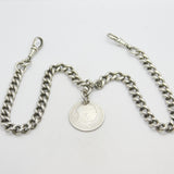 Victorian Sterling Silver Graduating Watch Chain with Fob 1897 Birmingham