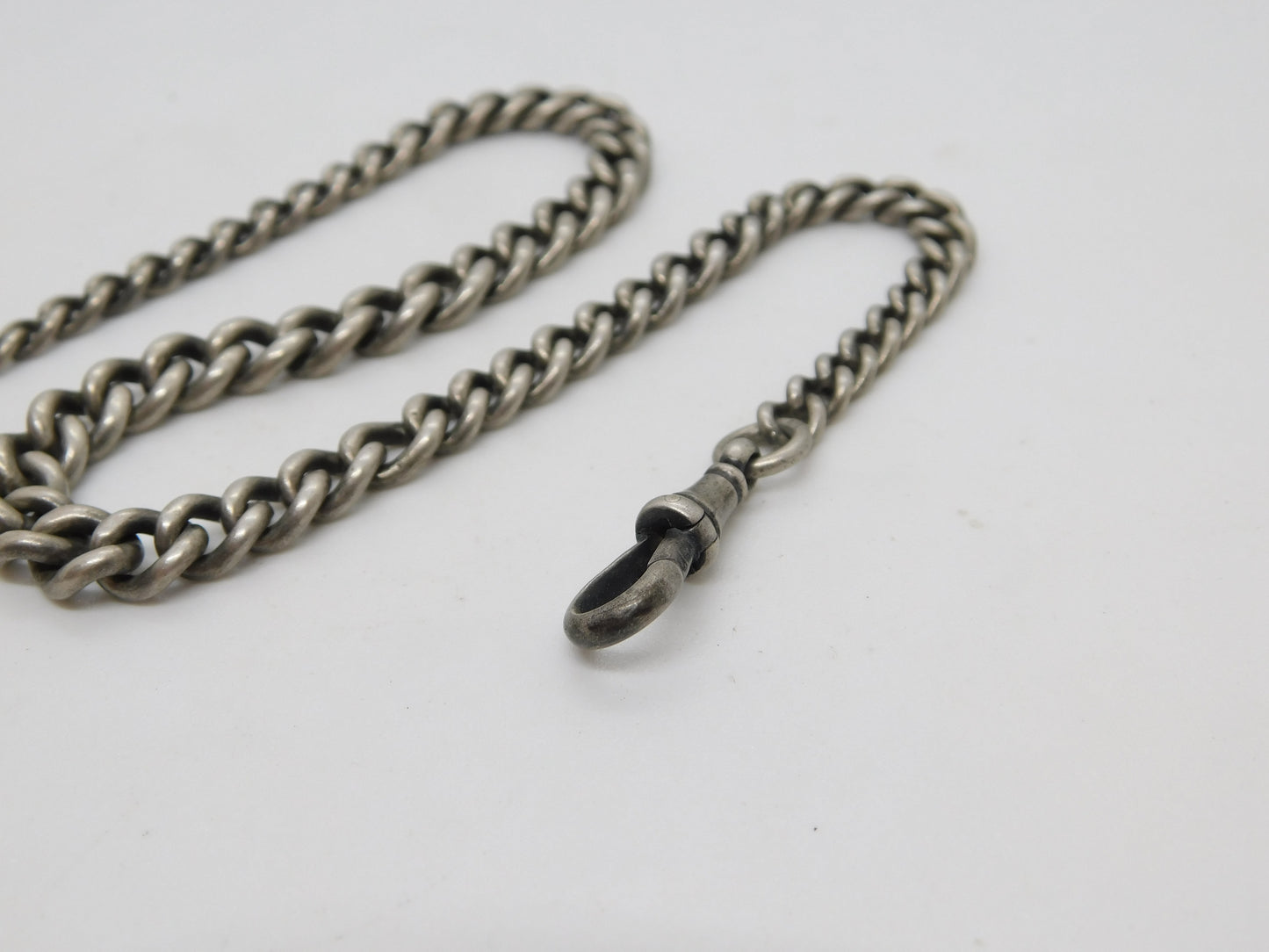 Victorian Sterling Silver Graduating Albert Watch Chain Antique 1893 Birmingham