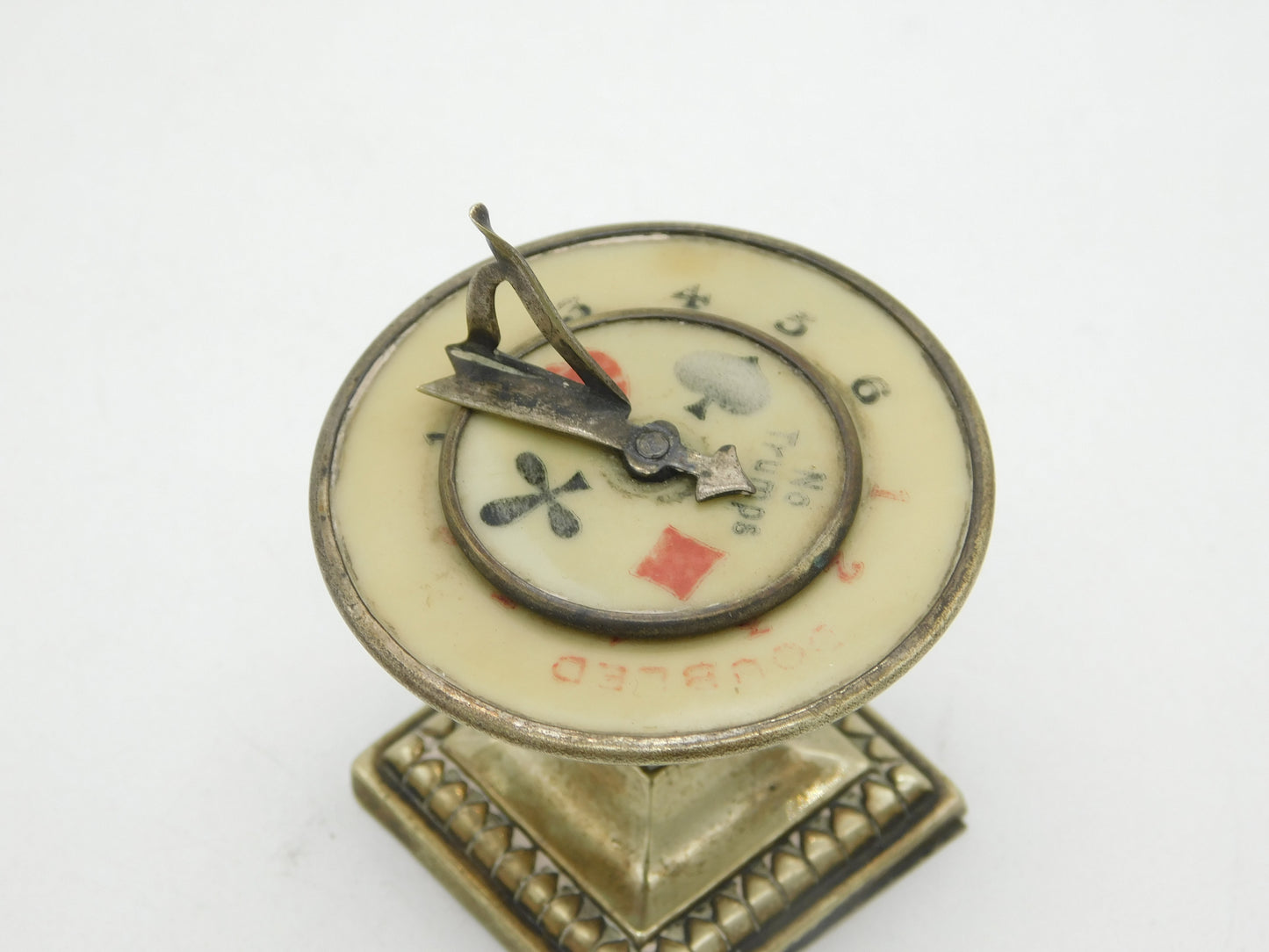 Victorian Silver Plated Novelty Sundial Form Trumps Marker Antique c1890