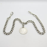Victorian Sterling Silver Graduating Watch Chain with Fob 1897 Birmingham
