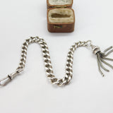 Victorian Sterling Silver Graduating Single Albert Watch Chain Antique c1880