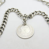 Victorian Sterling Silver Graduating Watch Chain with Fob 1897 Birmingham