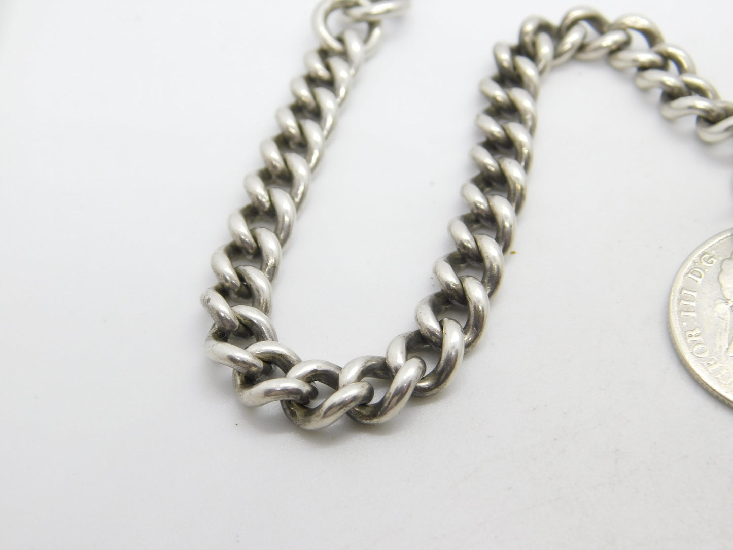 Victorian Sterling Silver Graduating Watch Chain with Fob 1897 Birmingham