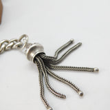 Victorian Sterling Silver Graduating Single Albert Watch Chain Antique c1880