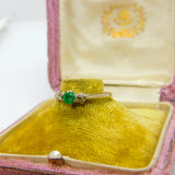 Victorian 18ct Yellow Gold, 0.25ct Emerald & Diamond Dress Ring c1900 Antique