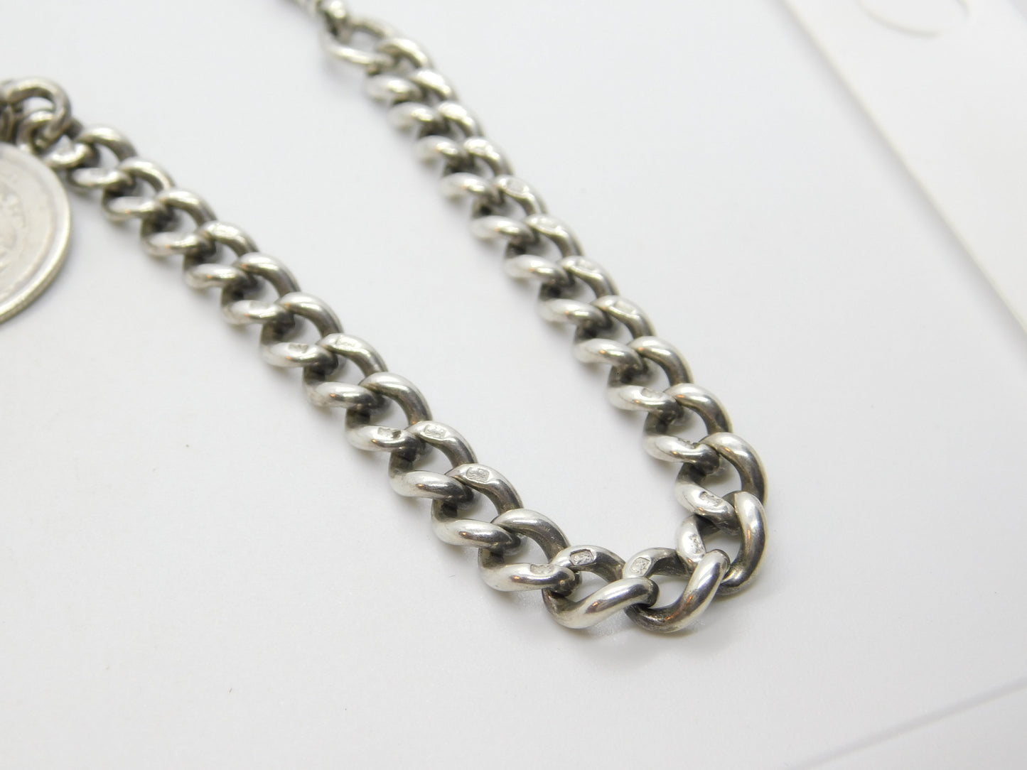 Victorian Sterling Silver Graduating Watch Chain with Fob 1897 Birmingham