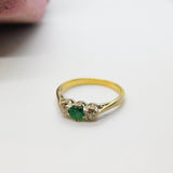 Victorian 18ct Yellow Gold, 0.25ct Emerald & Diamond Dress Ring c1900 Antique