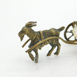Victorian Gilt Metal & Pearl Shell Novelty Goat Cart Thimble Holder Antique 1880