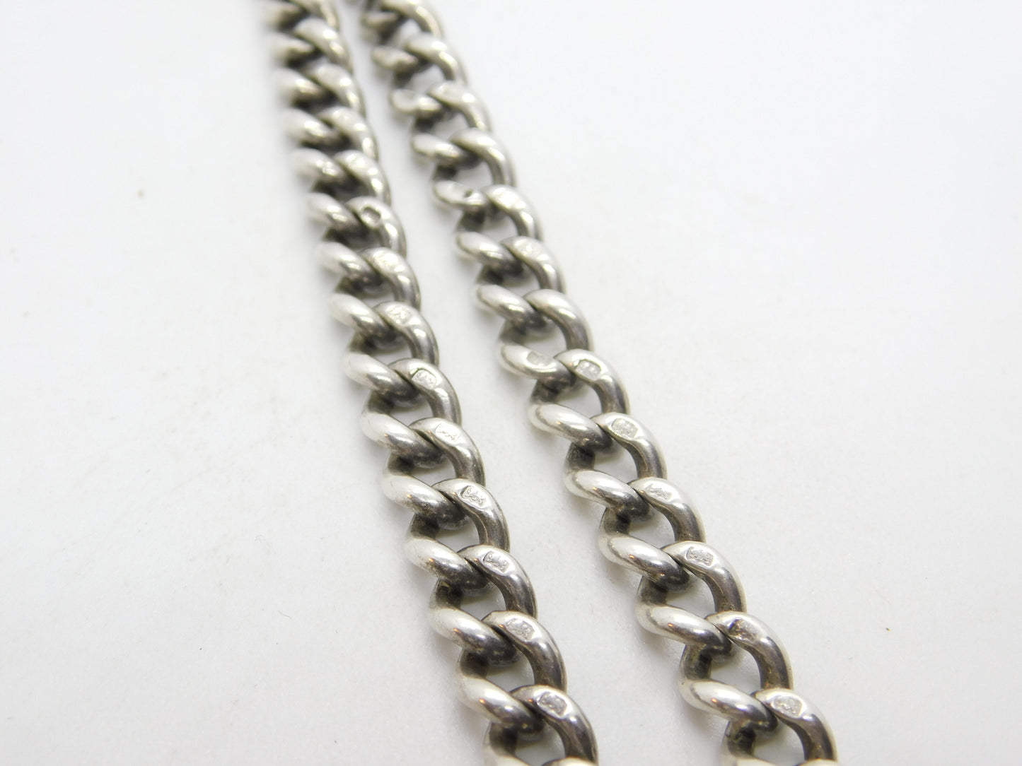 Victorian Sterling Silver Graduating Watch Chain with Fob 1897 Birmingham