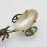 Victorian Gilt Metal & Pearl Shell Novelty Goat Cart Thimble Holder Antique 1880
