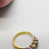 Victorian 18ct Yellow Gold, 0.25ct Emerald & Diamond Dress Ring c1900 Antique