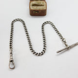 Victorian Sterling Silver Albert Watch Chain 1896 Birmingham Antique 30cm