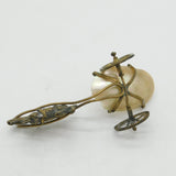 Victorian Gilt Metal & Pearl Shell Novelty Goat Cart Thimble Holder Antique 1880