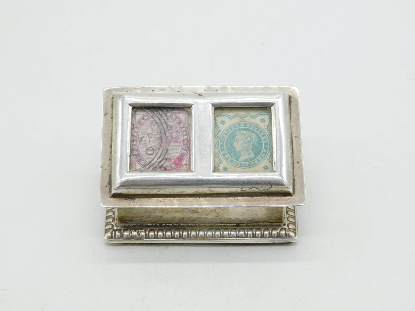 Victorian Sterling Silver Double Desk Stamp Holder Antique 1900 Chester