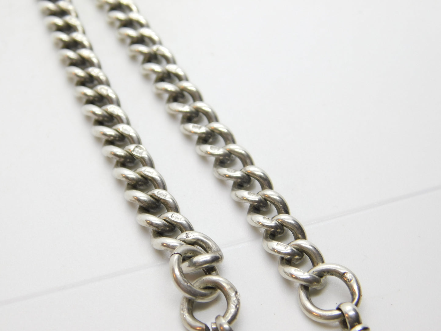 Victorian Sterling Silver Graduating Watch Chain with Fob 1897 Birmingham