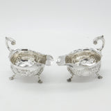 George II Pair Sterling Silver Floral Pattern Sauce Boats 1758 London W. Brind