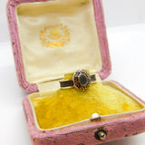 Victorian 9ct Gold, Black Enamel & Hair Weave Mourning Ring 1864 Birmingham