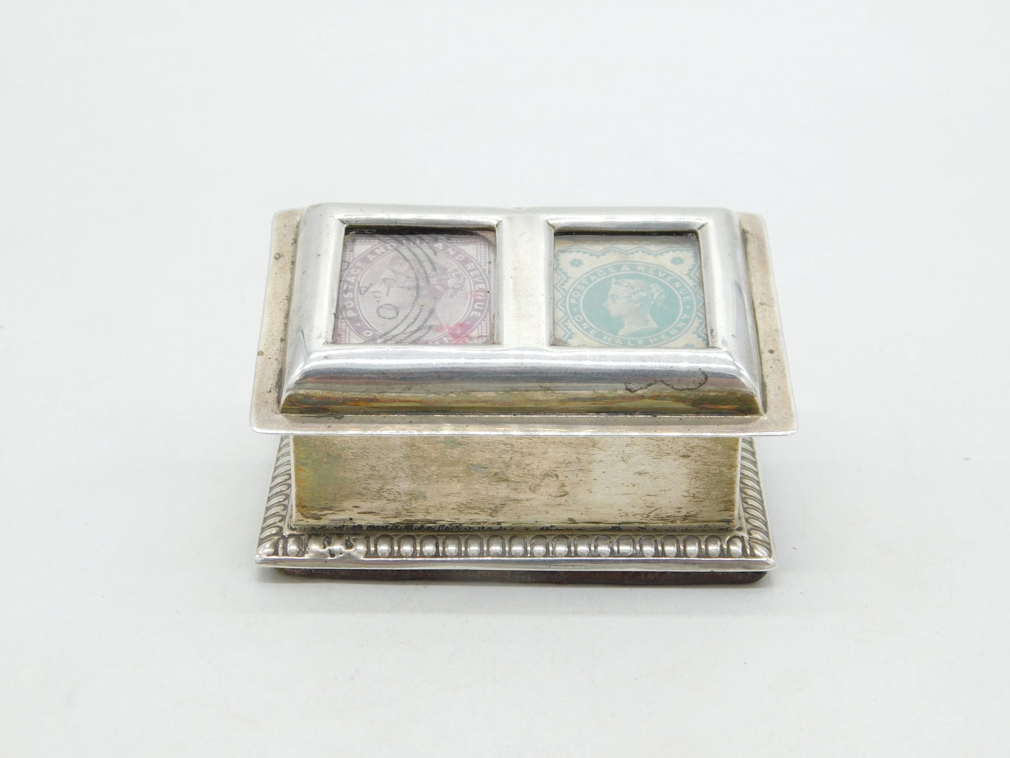 Victorian Sterling Silver Double Desk Stamp Holder Antique 1900 Chester