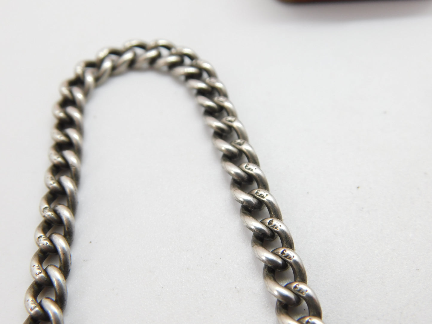 Victorian Sterling Silver Albert Watch Chain 1896 Birmingham Antique 30cm