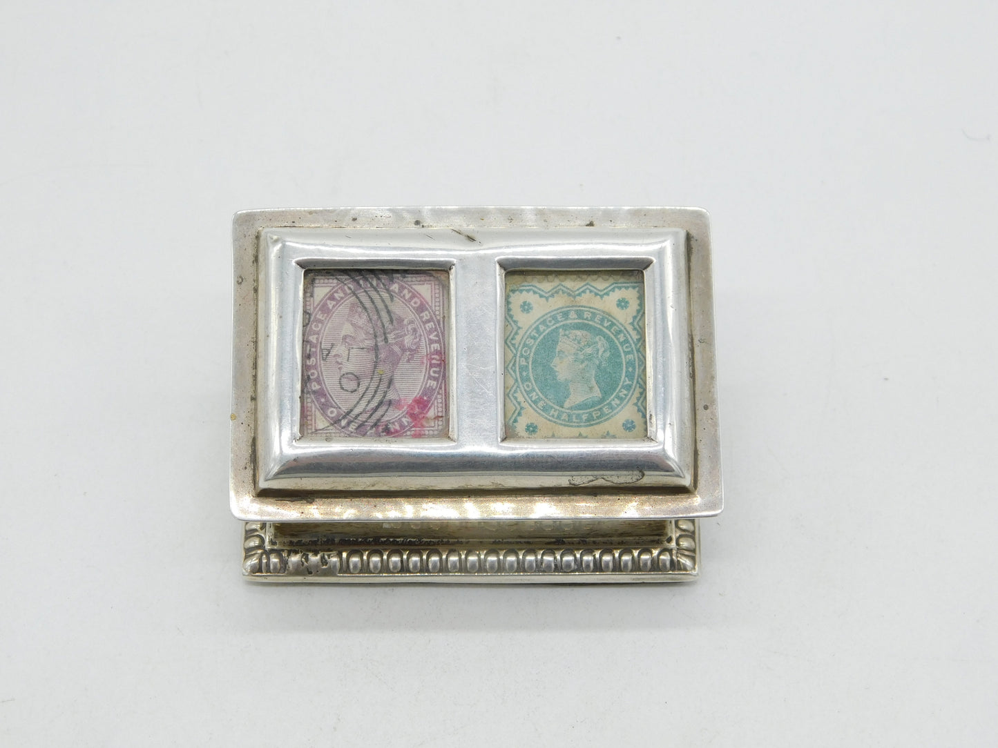 Victorian Sterling Silver Double Desk Stamp Holder Antique 1900 Chester