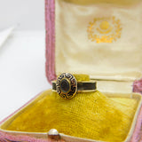 Victorian 9ct Gold, Black Enamel & Hair Weave Mourning Ring 1864 Birmingham