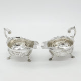 George II Pair Sterling Silver Floral Pattern Sauce Boats 1758 London W. Brind